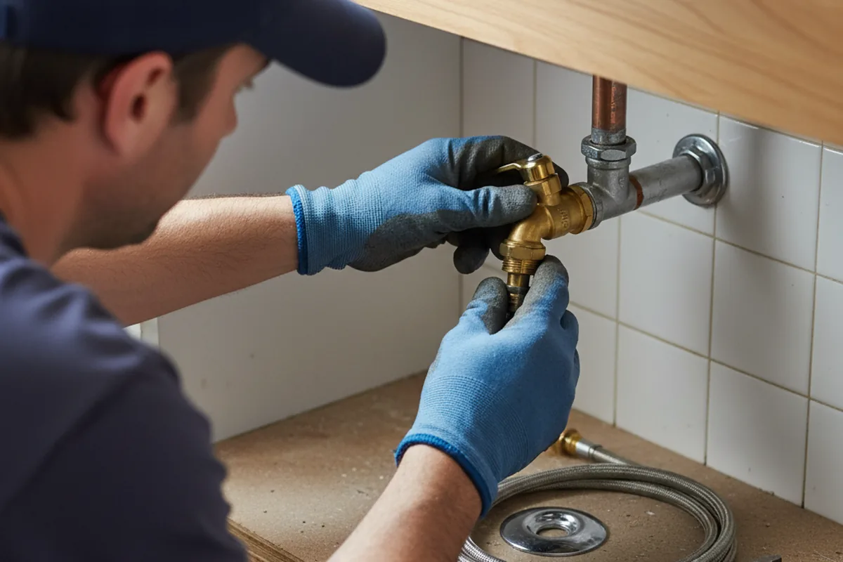 Shutoff valve and fitting work during Burst Pipe Repair in Morley